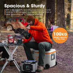 San Hima Cooler Ice Box 45L Portable Trolley Heat Retention For Camping Picnic