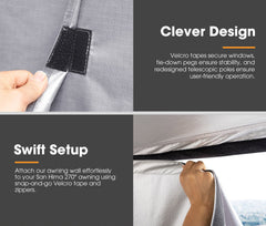 San Hima 180° Degree Awning With Side Wall Car Privacy Screens + "L" Bracket