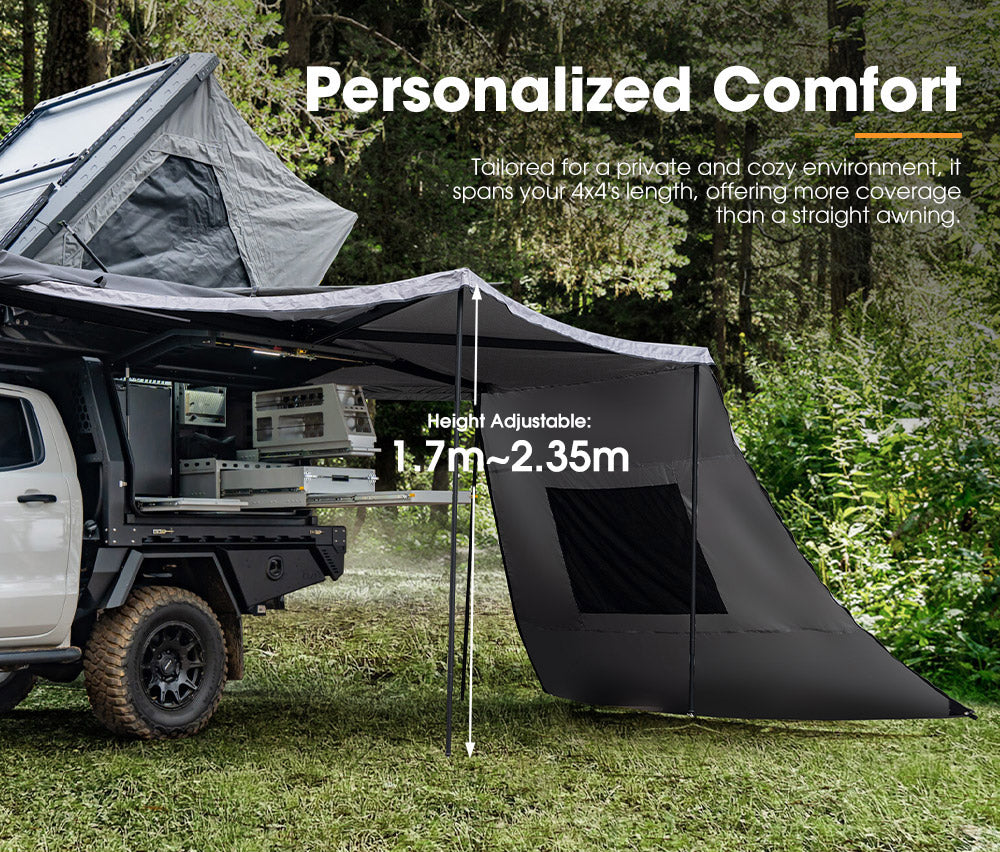 San Hima 270° Degree Awning With Side Wall Car Privacy Screens + "L" Bracket