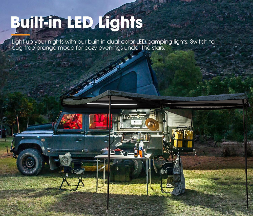 San Hima 270° Degree Awning With Side Wall Car Privacy Screens + "L" Bracket