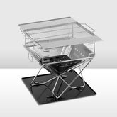 San Hima Portable Fire Pit Large Size Folding Stainless Steel BBQ Braai Grill Outdoor