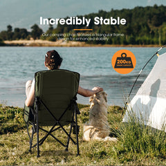 San Hima Folding Camping Chair Portable Outdoor Thick Padding Recliner Green