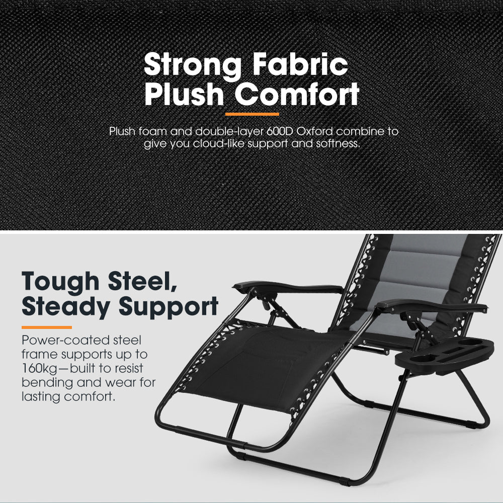 San Hima Folding Camping Chair Portable Lounge Recliner Thick Padding Outdoor