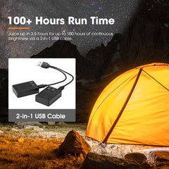 San Hima 2xLED Camping Lantern Light Rechargeable With Lithium Battery Amber White