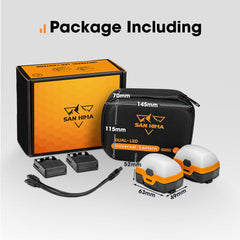 San Hima 2xLED Camping Lantern Light Rechargeable With Lithium Battery Amber White