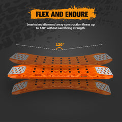San Hima Offroad Traction Boards with Jack Base Replaceable Teeth Orange