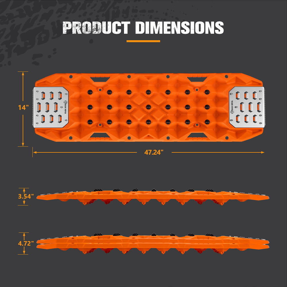 San Hima Offroad Traction Boards with Jack Base Replaceable Teeth Orange