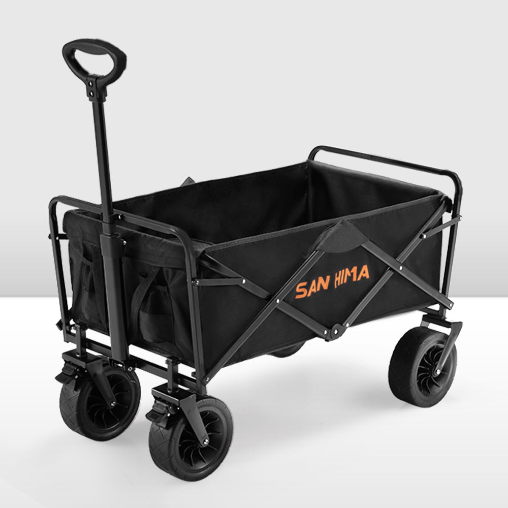 San Hima Folding Camping Wagon 120kg Beach Trolley Garden Cart 360° Wheel Picnic