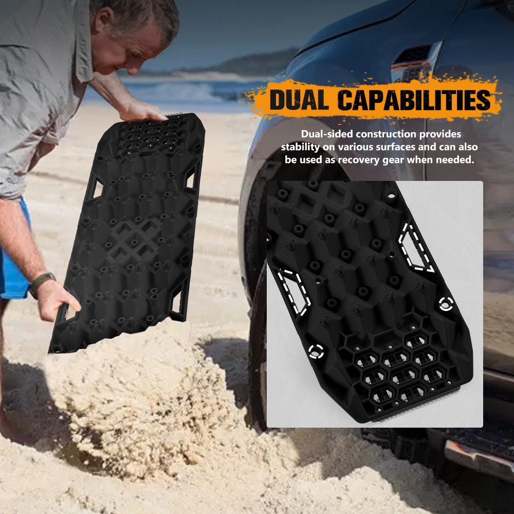 San Hima Offroad Traction Boards with Jack Base Replaceable Teeth Black