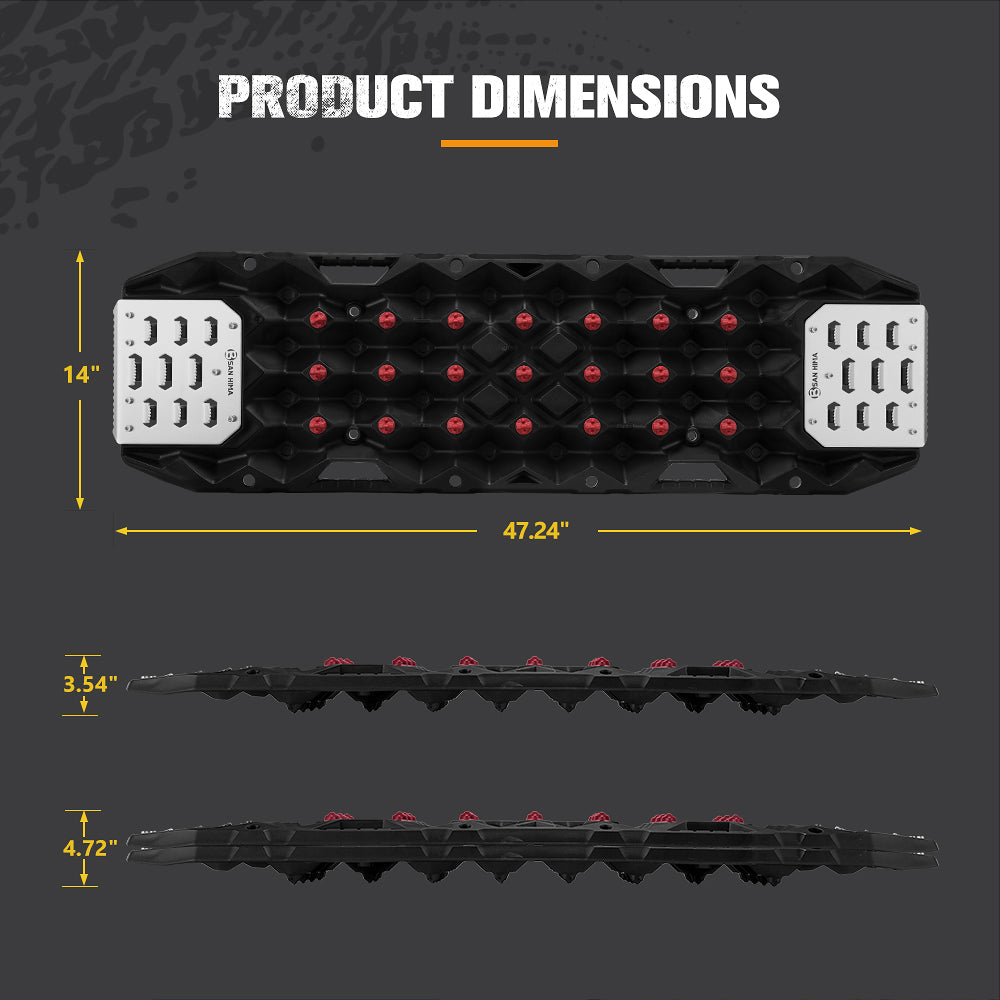 San Hima Offroad Traction Boards with Jack Base Replaceable Teeth Black