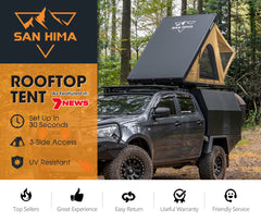 San Hima Kalbarri Lite Rooftop Tent Hardshell With Ladder Khaki Camping 4WD 4x4