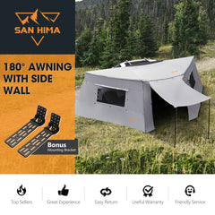 San Hima 180° Degree Awning With Side Wall Car Privacy Screens + "L" Bracket