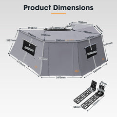 San Hima 270° Degree Awning With Side Wall Car Privacy Screens + "L" Bracket
