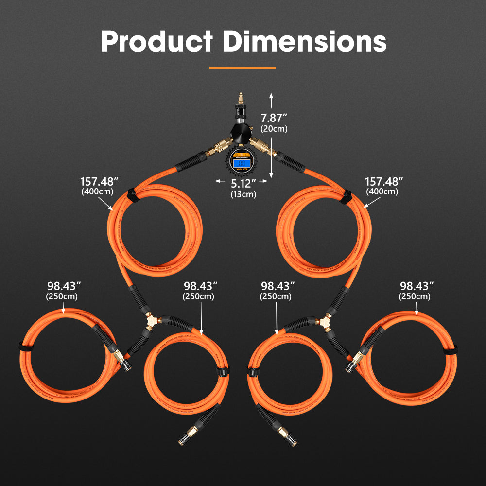 San Hima 4 Tire Inflation Deflation System Fits up to 200" Wheelbase