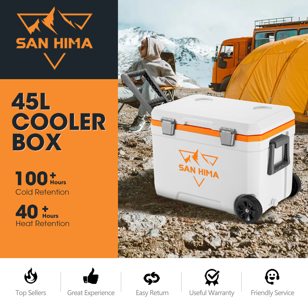 San Hima Cooler Ice Box 45L Portable Trolley Heat Retention For Camping Picnic Secondary image