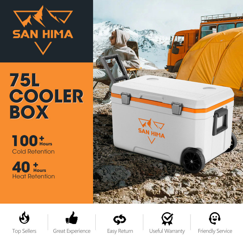 San Hima Cooler Ice Box 75L Portable Trolley Heat Retention For Camping Picnic Secondary image