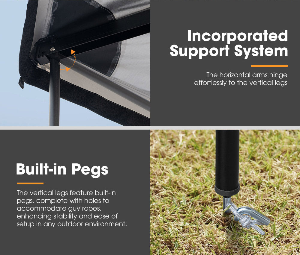 San Hima 180° Degree Awning With Side Wall Car Privacy Screens + "L" Bracket