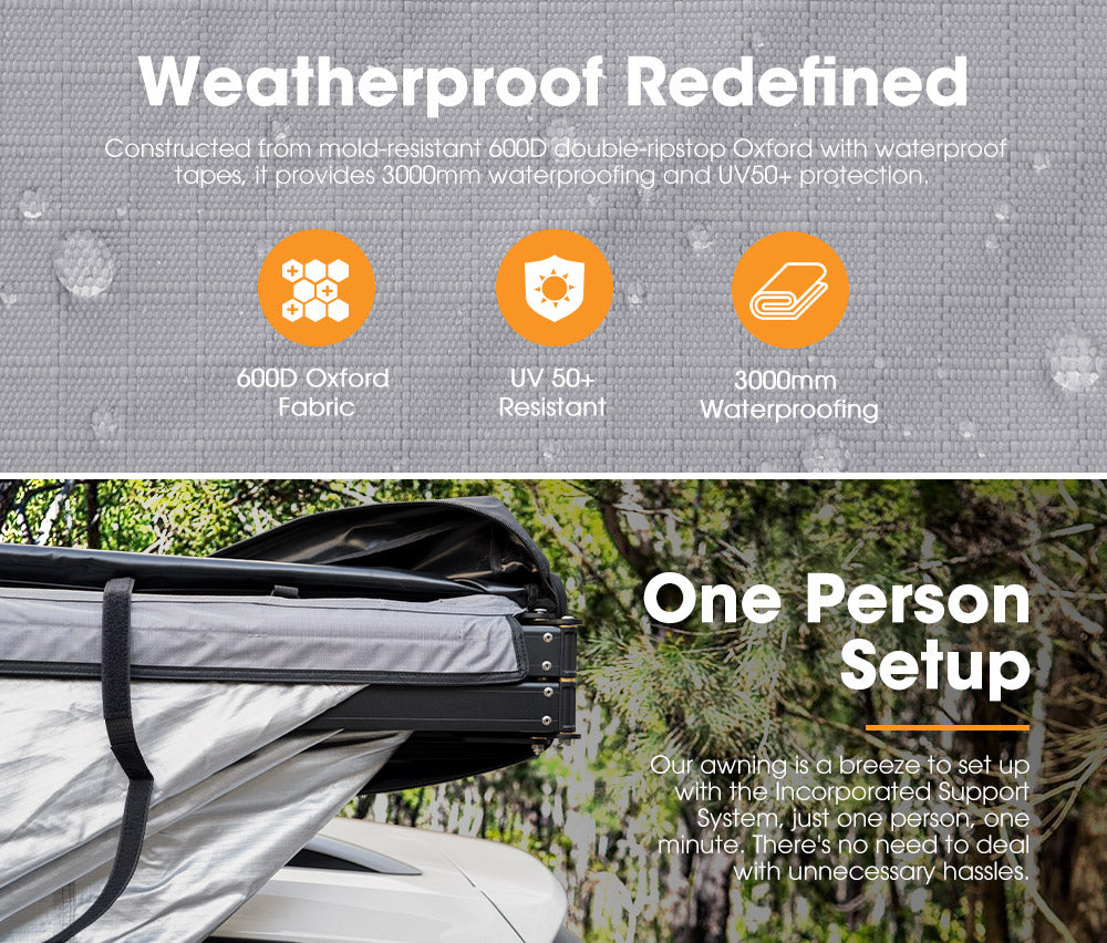 San Hima 270° Degree Awning With Side Wall Car Privacy Screens + "L" Bracket