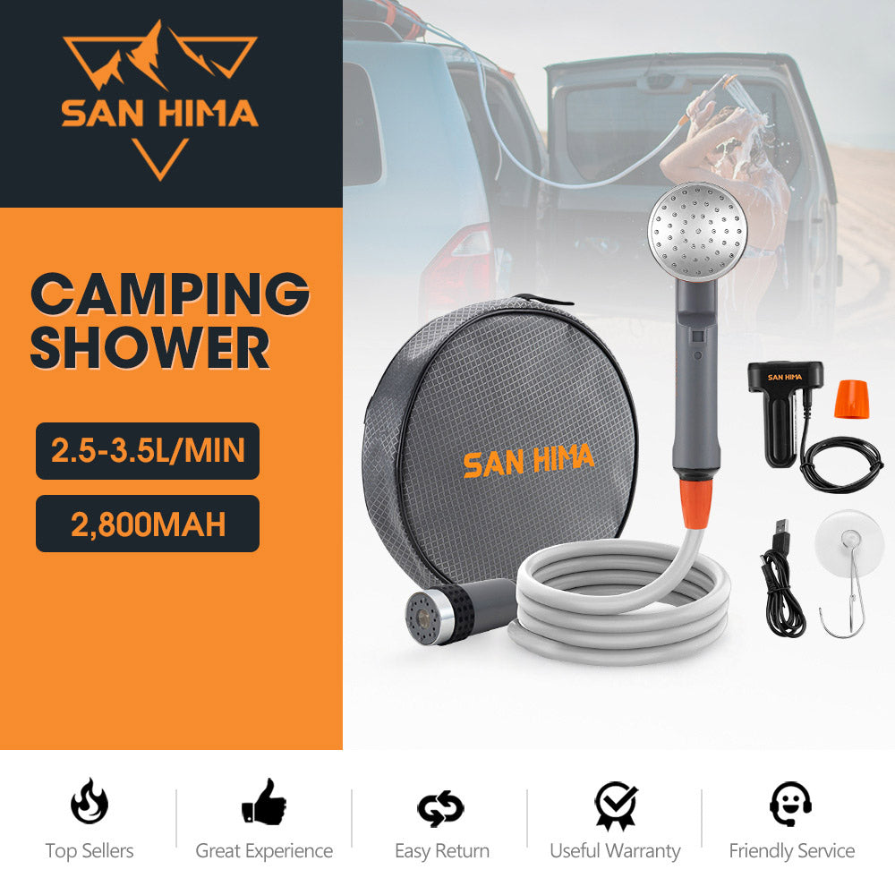 San Hima Portable Camping Shower built-in lithium battery Outdoor Rechargeable