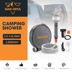 San Hima Portable Camping Shower built-in lithium battery Outdoor Rechargeable