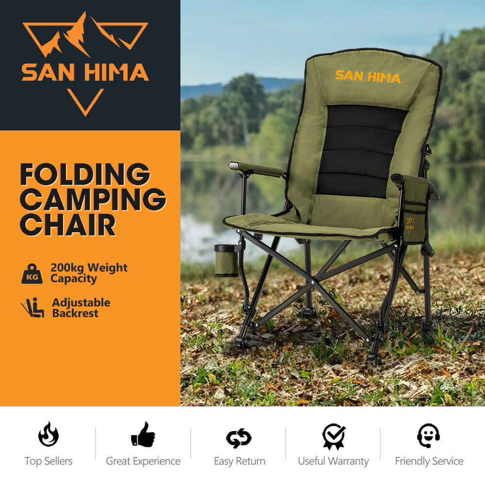 San Hima Folding Camping Chair Portable Outdoor Thick Padding Recliner Green Secondary image