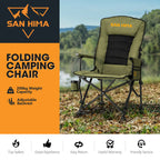 San Hima Folding Camping Chair Portable Outdoor Thick Padding Recliner Green