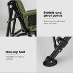 San Hima Folding Camping Chair Portable Outdoor Thick Padding Recliner Green