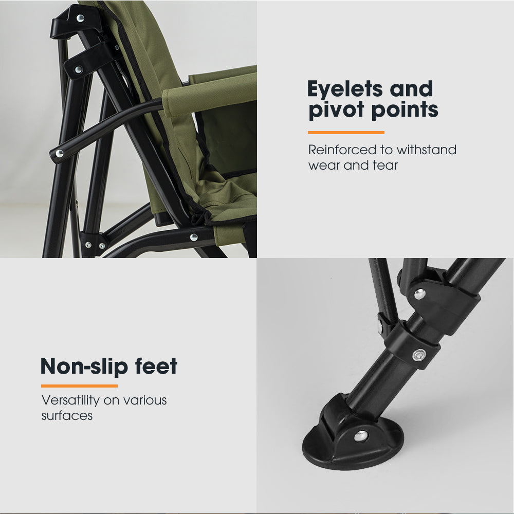 San Hima Folding Camping Chair Portable Outdoor Thick Padding Recliner Green