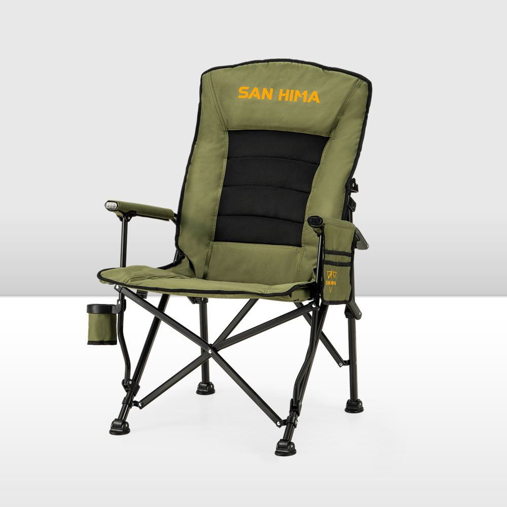 San Hima Folding Camping Chair Portable Outdoor Thick Padding Recliner Green Main image