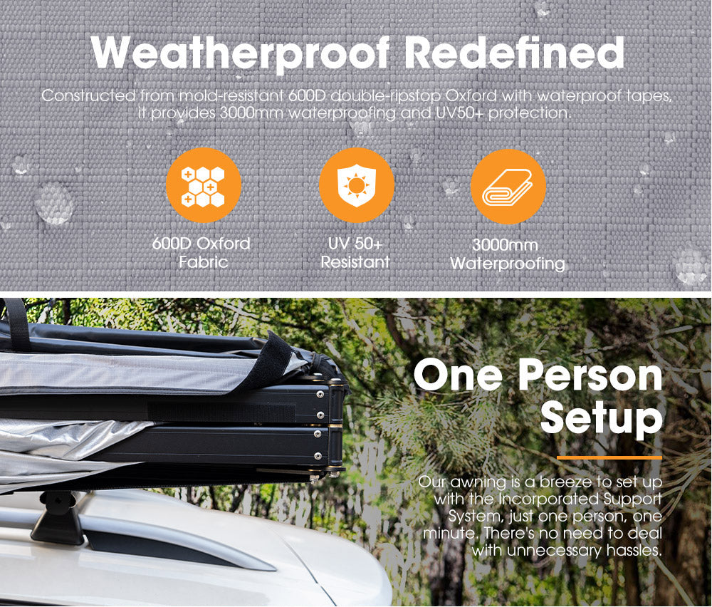 San Hima 270° Degree Free-Standing Awning 600D Double-Ripstop + "L" Bracket