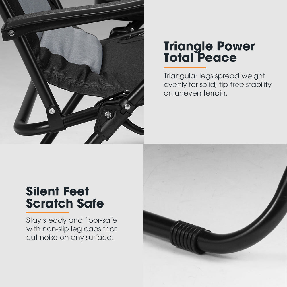 San Hima Folding Camping Chair Portable Lounge Recliner Thick Padding Outdoor