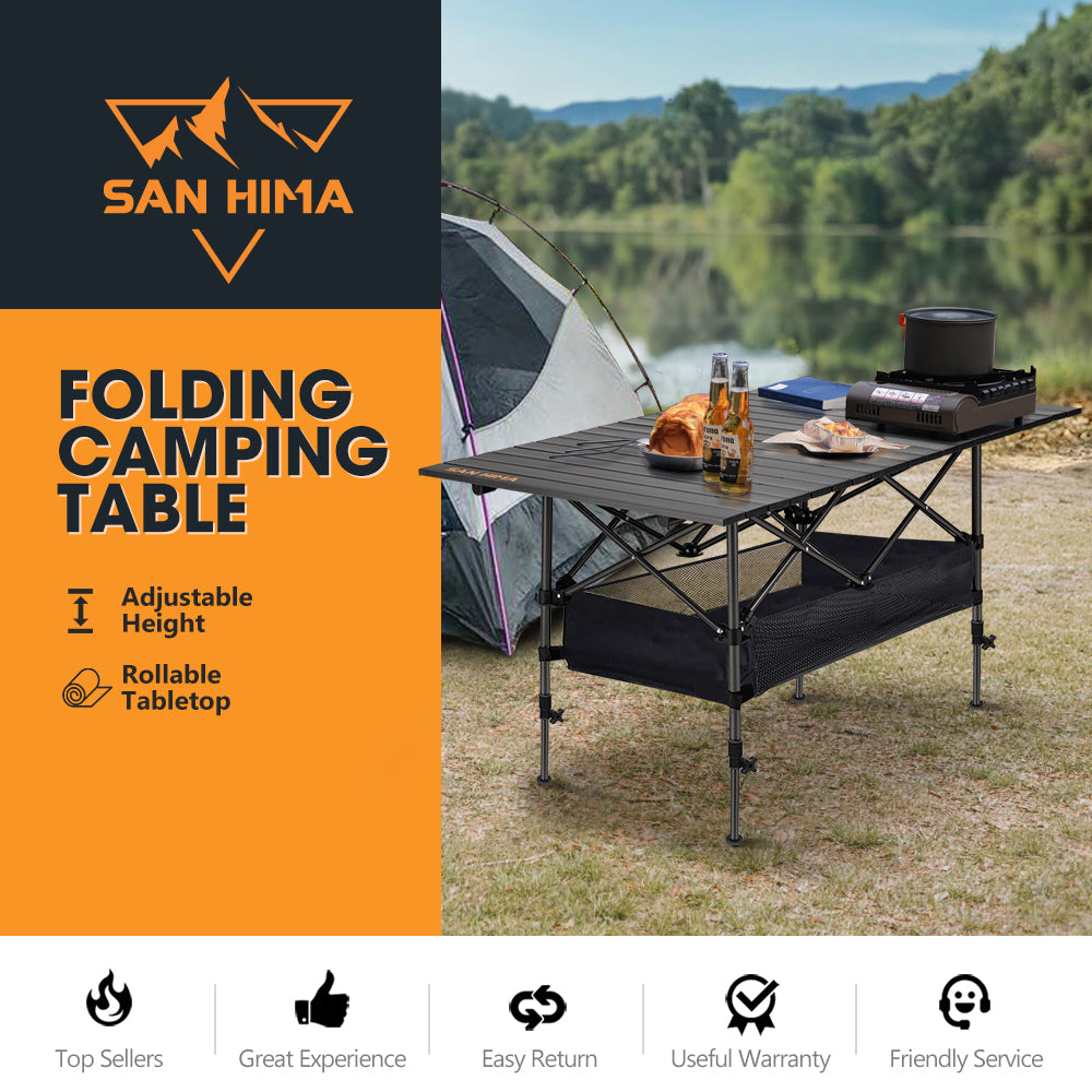 San Hima Folding Camping Table Adjustable Aluminium Portable Outdoor BBQ Desk Secondary image