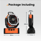 San Hima 20000mAh Portable Camping Fan Rechargeable Tent Fan With LED Light USB