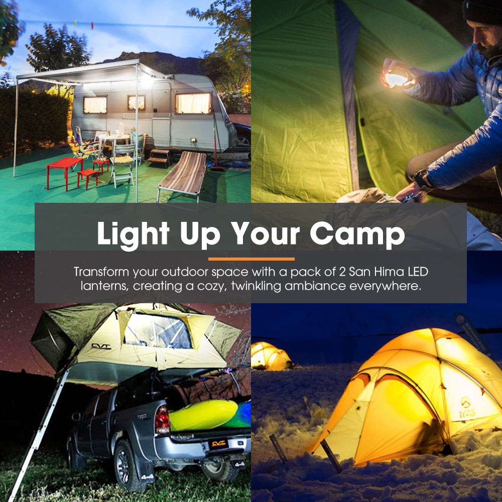 San Hima 6X Led Camping Lights Amber White Rechargeable With Lithium Battery