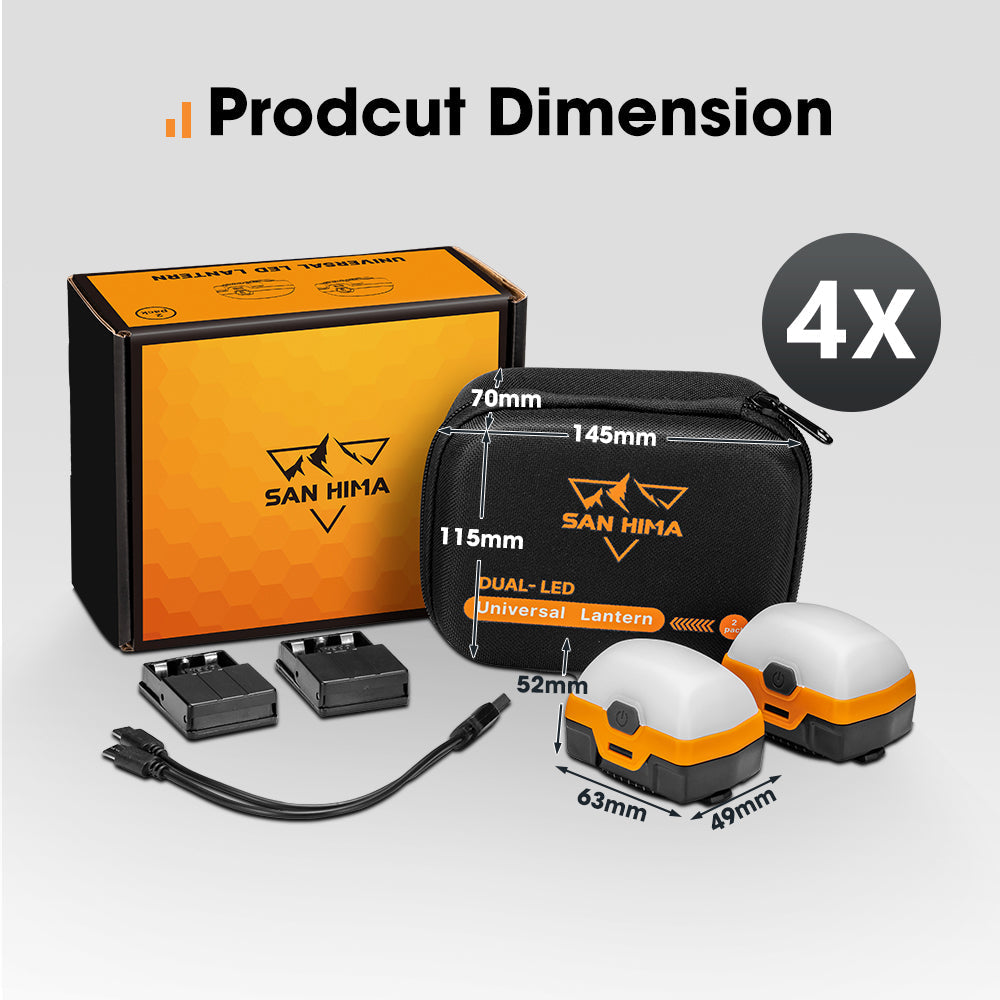 San Hima 8X Led Camping Lights Amber White Rechargeable With Lithium Battery