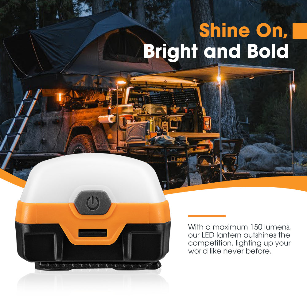 San Hima 2xLED Camping Lantern Light Rechargeable With Lithium Battery Amber White