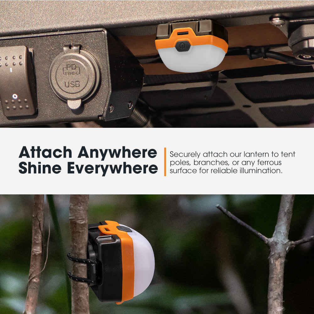 San Hima 4xLED Camping Lantern Light Rechargeable With Lithium Battery Amber White