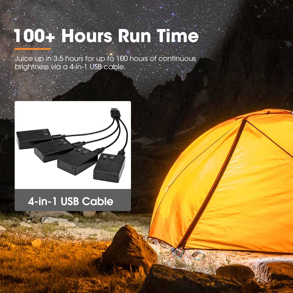 San Hima 4xLED Camping Lantern Light Rechargeable With Lithium Battery Amber White