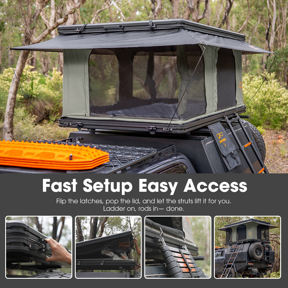 San Hima Gibb Rooftop Tent Hardshell With Ladder Outdoor Waterproof Camping 4X4