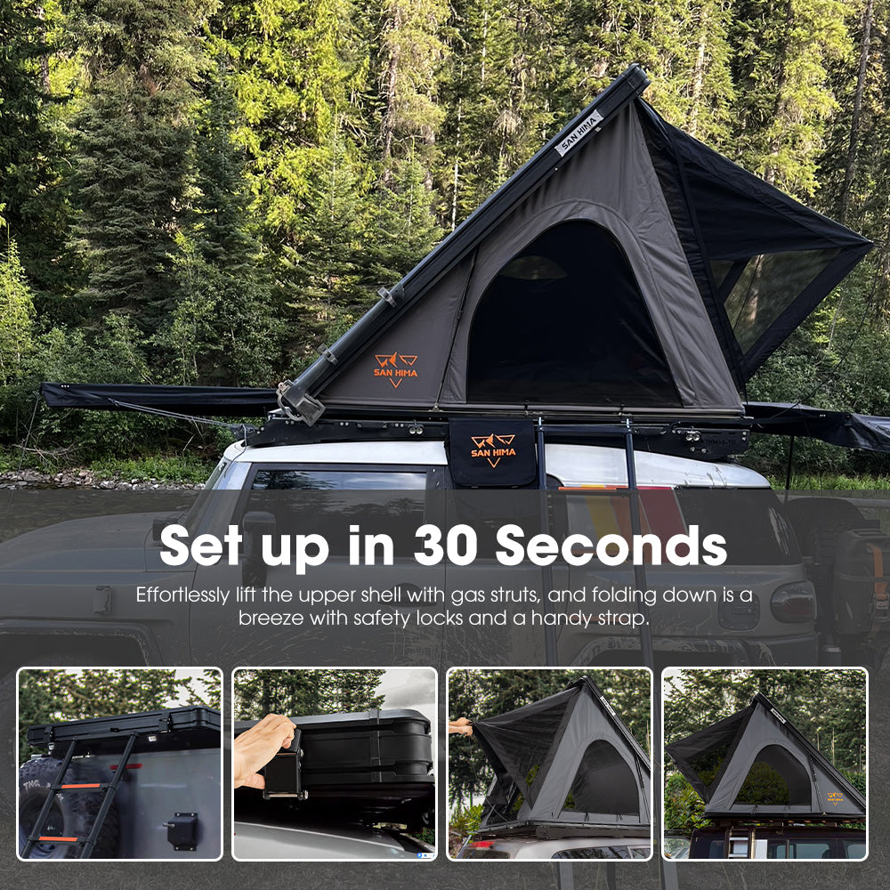 San Hima Kalbarri Lite Rooftop Tent Hardshell With Ladder Grey Camping 4WD 4x4