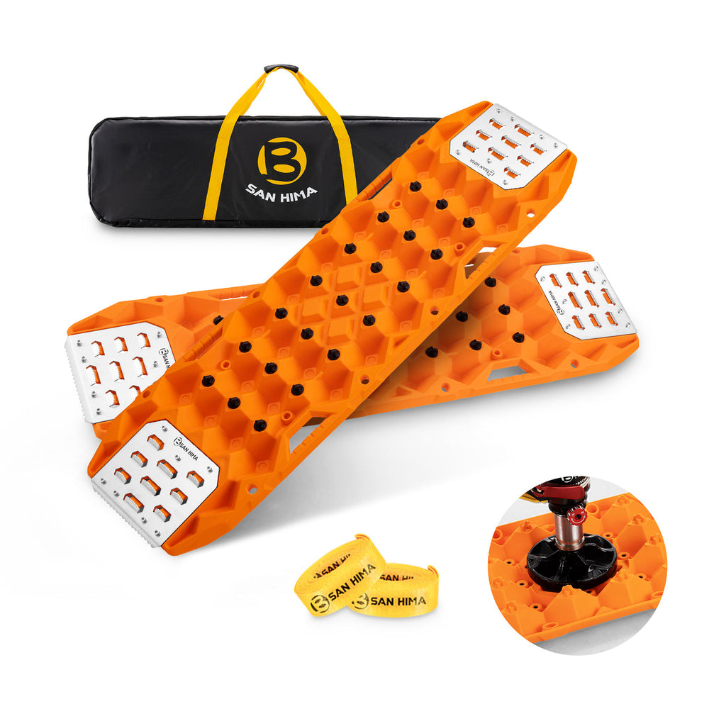 San Hima Offroad Traction Boards with Jack Base Replaceable Teeth Orange