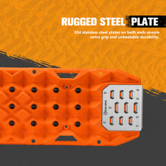 San Hima Offroad Traction Boards with Jack Base Replaceable Teeth Orange