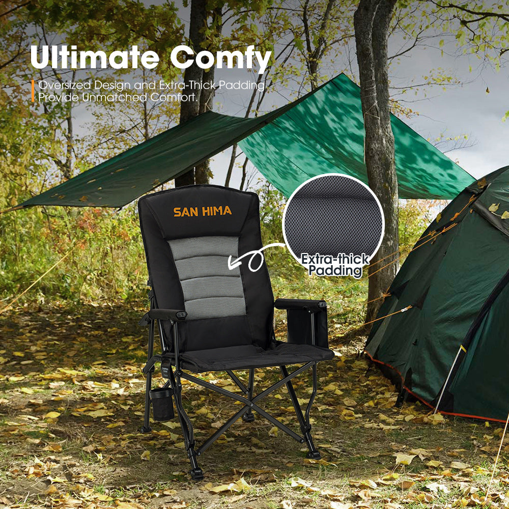 San Hima Luxury Folding Camping Chair Portable Outdoor Thick Padding With Storage Bag