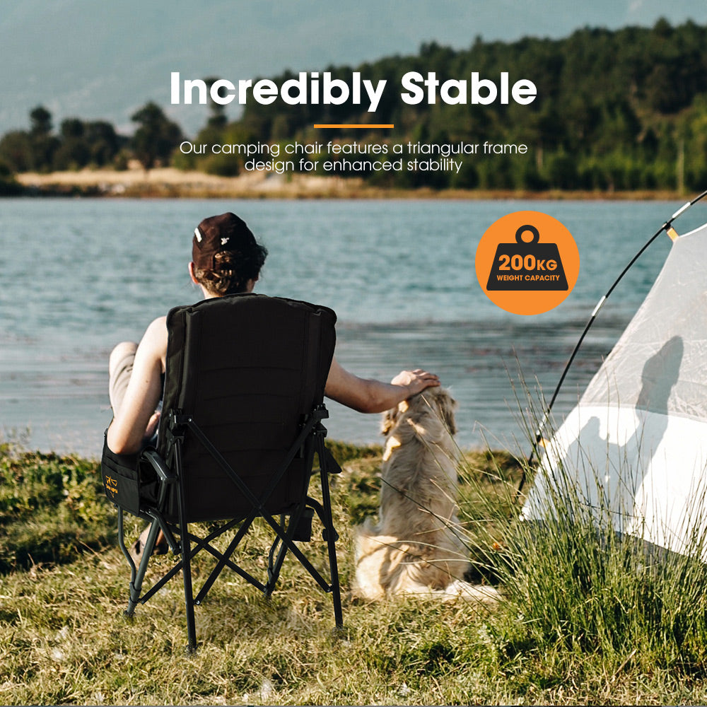 San Hima Luxury Folding Camping Chair Portable Outdoor Thick Padding With Storage Bag