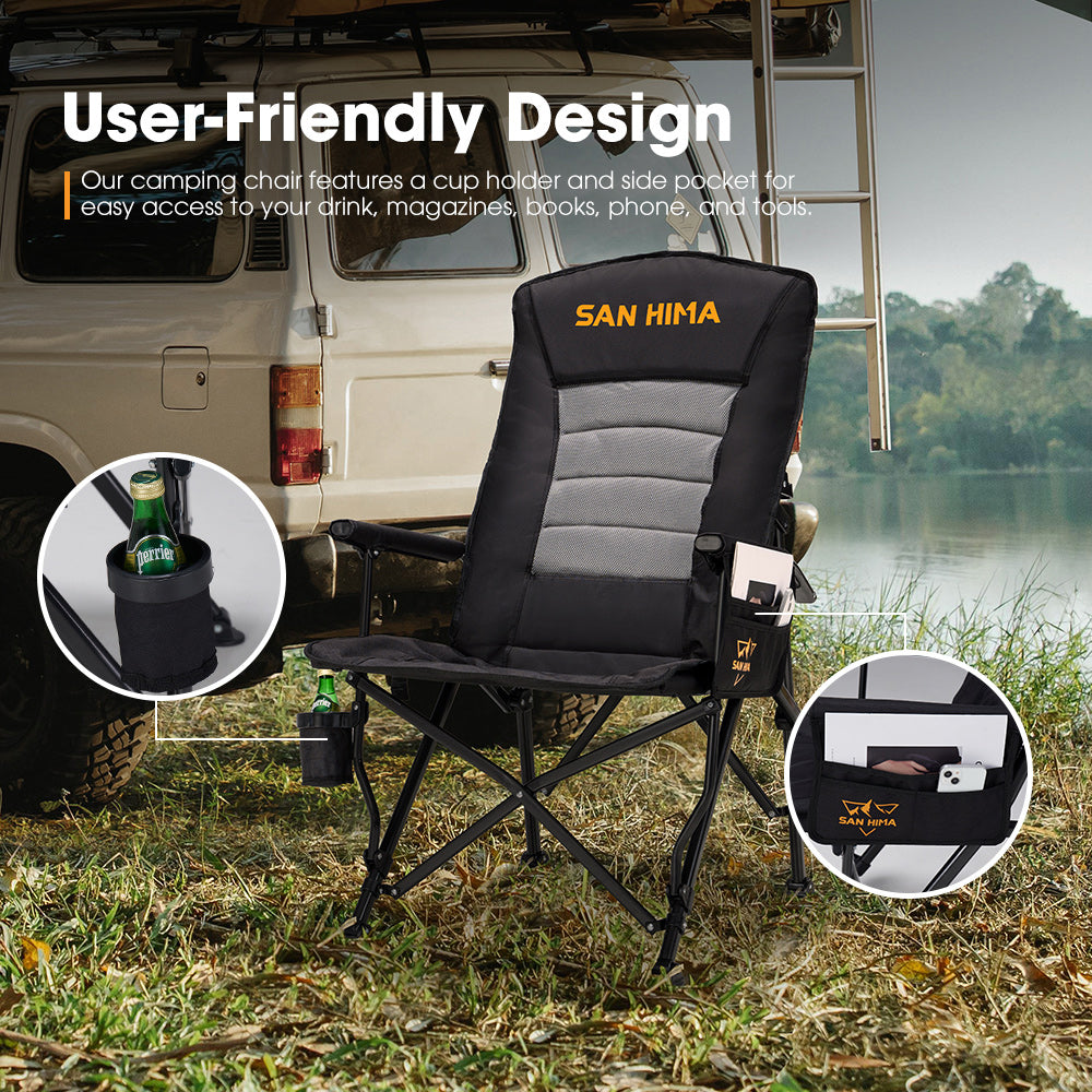 San Hima Luxury Folding Camping Chair Portable Outdoor Thick Padding With Storage Bag