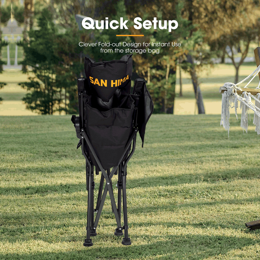 San Hima Luxury Folding Camping Chair Portable Outdoor Thick Padding With Storage Bag