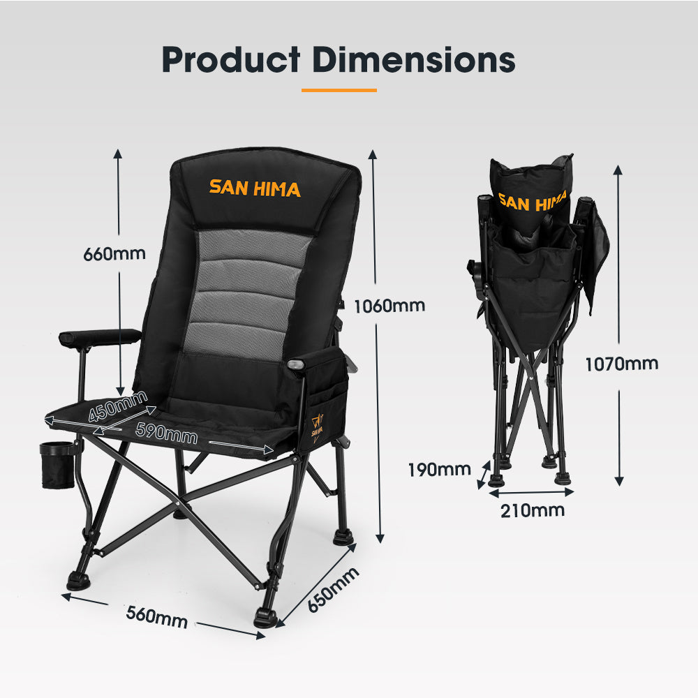 San Hima Luxury Folding Camping Chair Portable Outdoor Thick Padding With Storage Bag