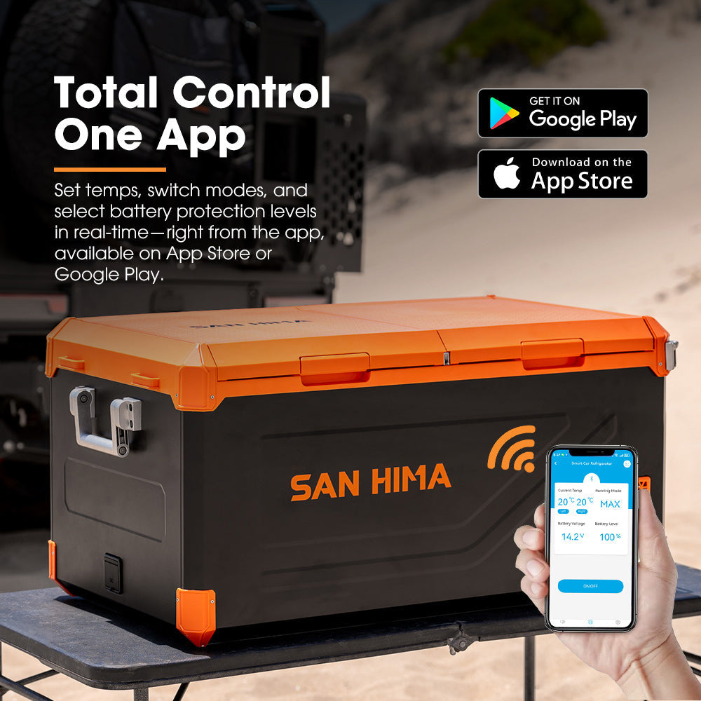 San Hima Portable Camping Fridge Freezer 95L Dual Zone Caravan Car Cooler 4WD