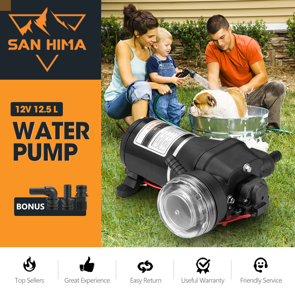 San Hima 12V Water Pump 12L/min Pressure Self Priming Camping Caravan Boat Secondary image
