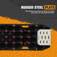 San Hima Offroad Traction Boards with Jack Base Replaceable Teeth Black